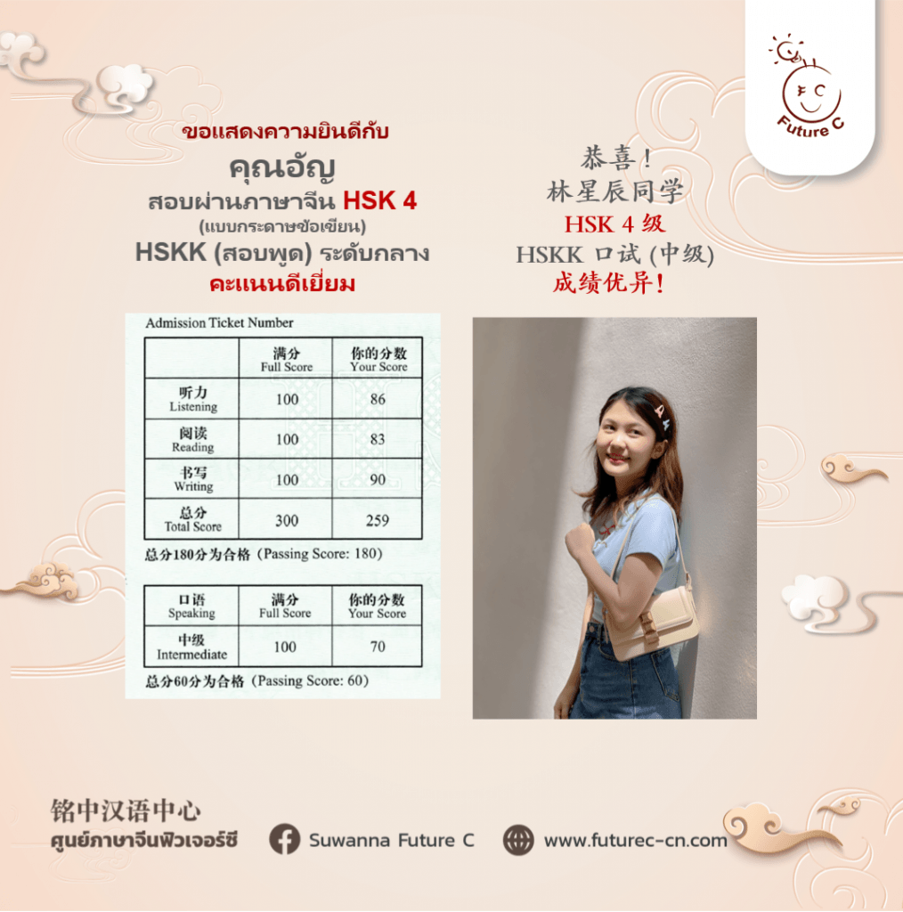 Anchisa HSK4 259 HSKK กลาง 70