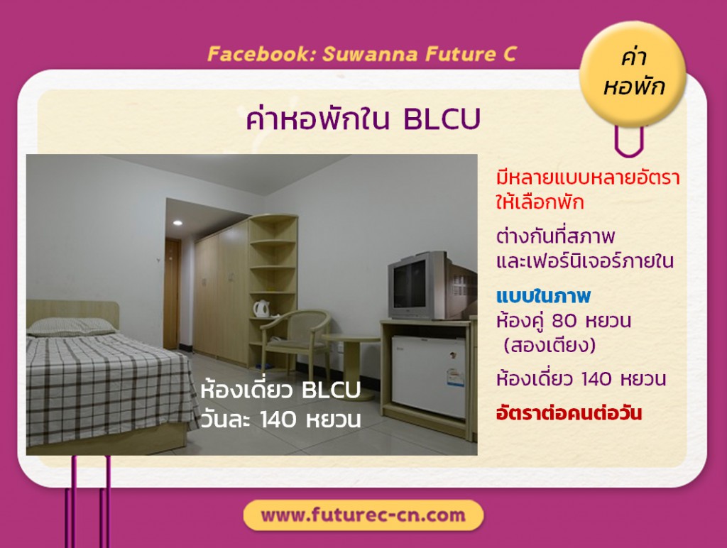 ค่าหอพัก BLCU 2020